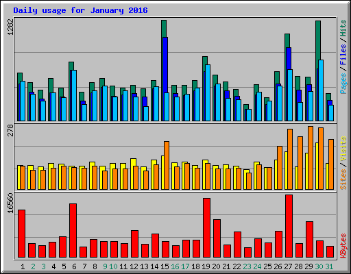 Daily usage for January 2016