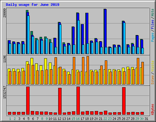 Daily usage for June 2019