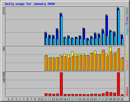 Daily usage for January 2020