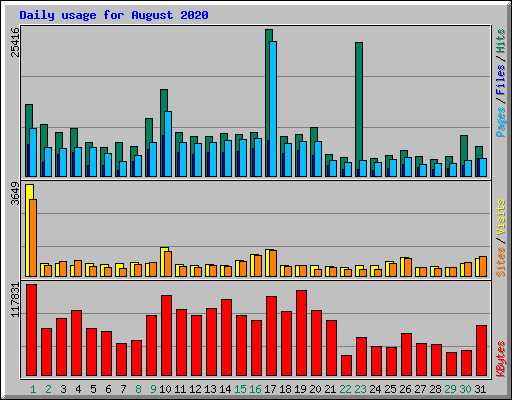 Daily usage for August 2020