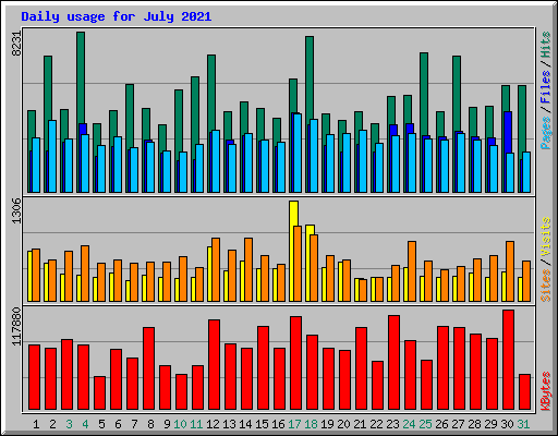 Daily usage for July 2021