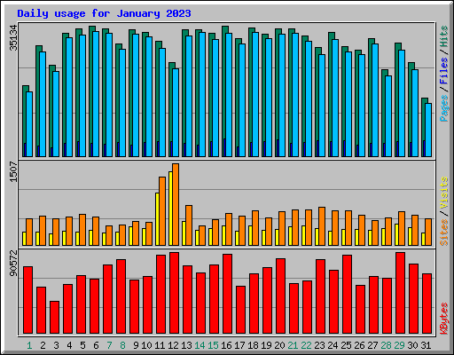 Daily usage for January 2023