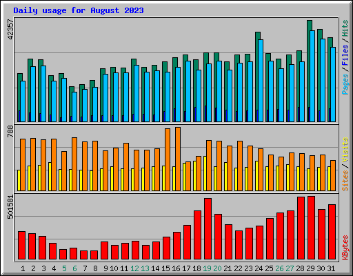 Daily usage for August 2023