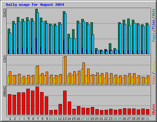 Daily usage for August 2024